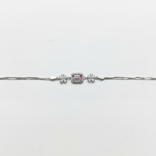 Pembe Taşlı Bileklik – Çiçek Detaylı