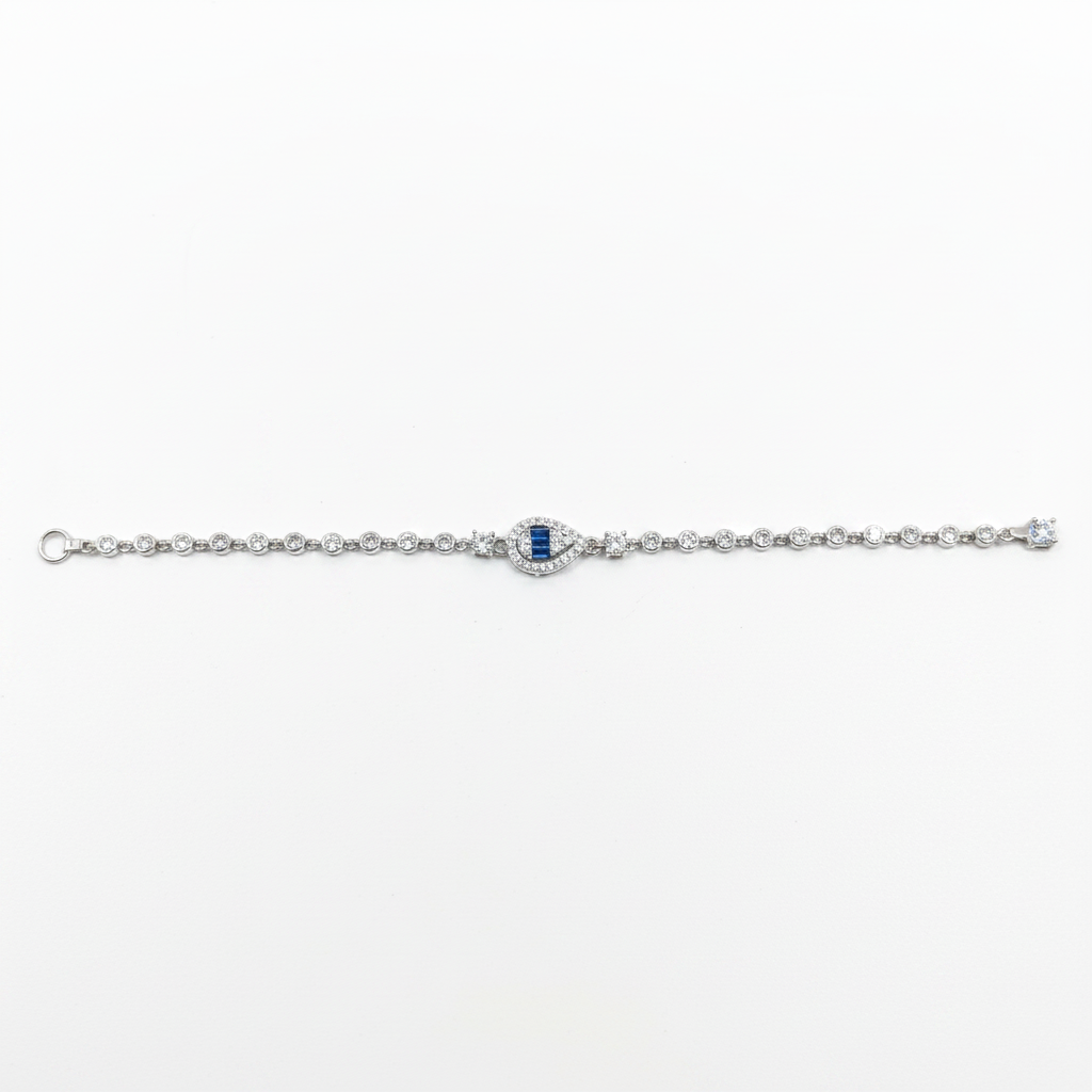 Safir Damla Taşlı Bezel Zincir Bileklik