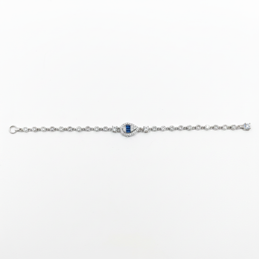 Safir Damla Taşlı Bezel Zincir Bileklik